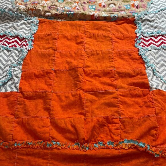 Handcrafted Quilted Owl Blanket Multicolor Woodland Patchwork Print 47in X 58 in - Picture 9 of 13